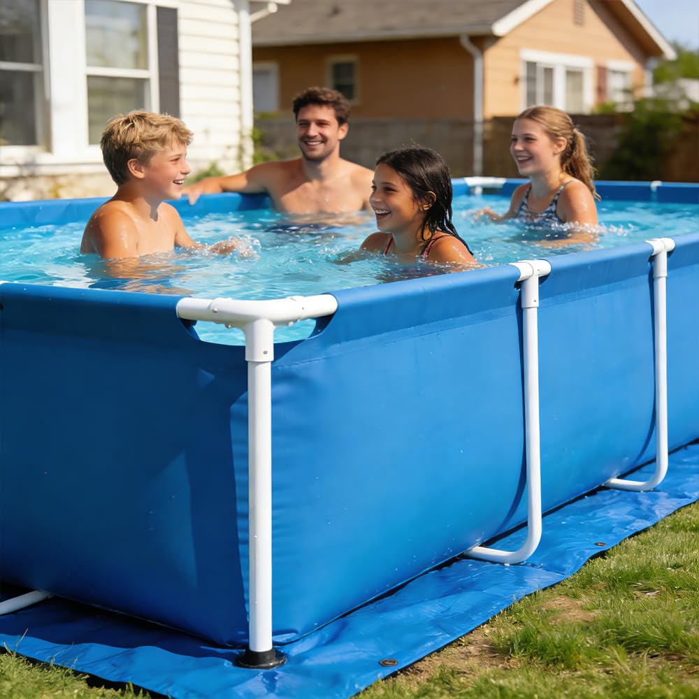 Tapis de Sol pour Piscine, Tapis de Piscine Rectangulaire Bleu Pliable Imperméable, Hors Terre Tapis de Protection pour Piscines Gonflables, Protecteur De Sol Piscine, Antidérapant 445 x 254cm