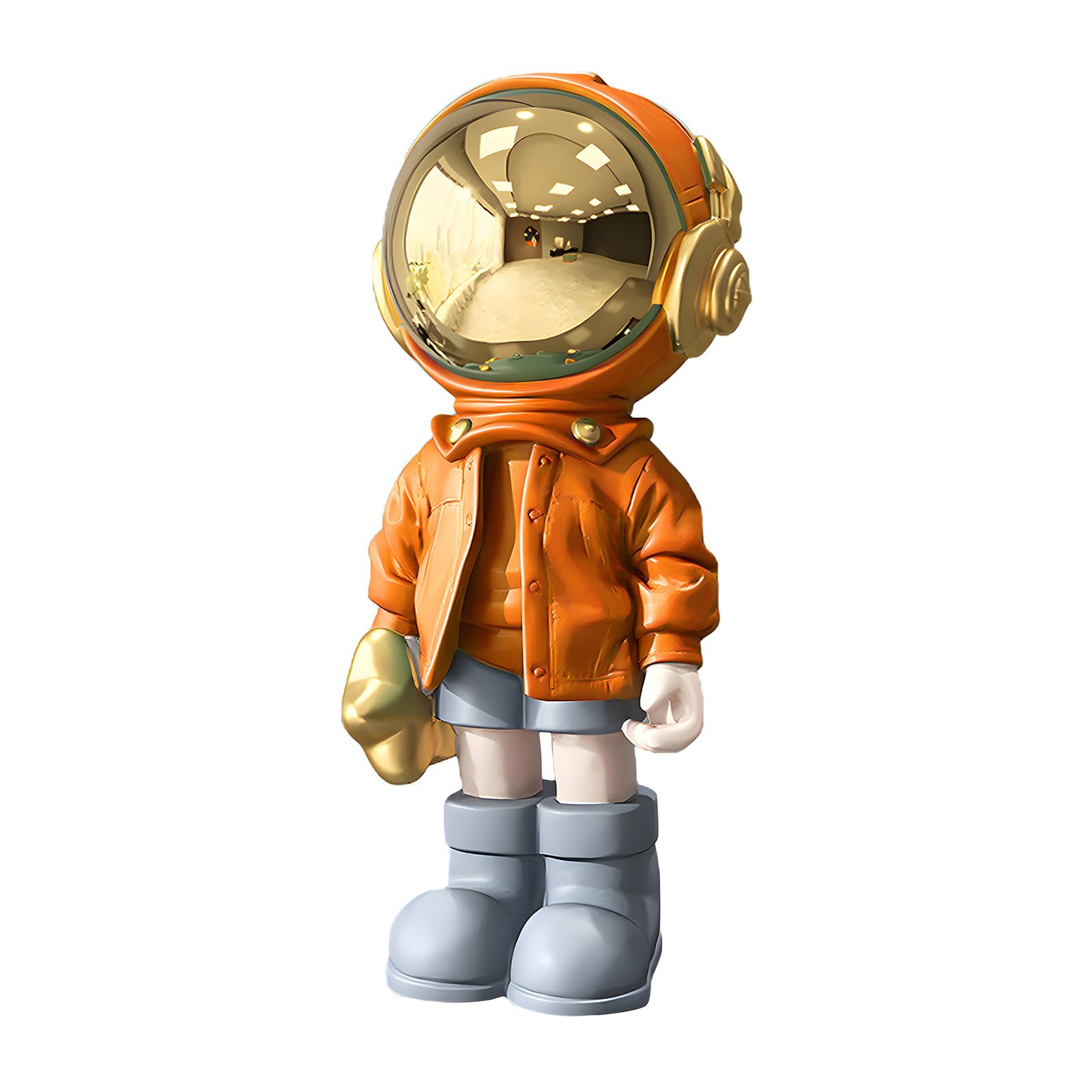 Dosker Small Astronaut Statues Mini Spaceman Sculpture Polyresin Arts Gifts Orange Figurine Ornament Room Decor for Men,Home and Desktop Accessories Tabletop Decoration, Living Room, Office, Bookshelf