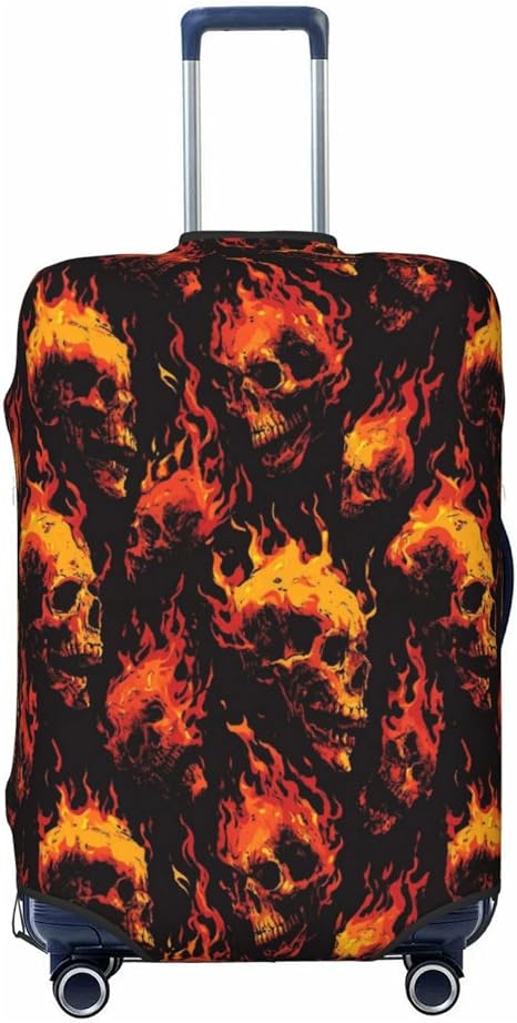 Travel Luggage Cover-Skulls By Flames