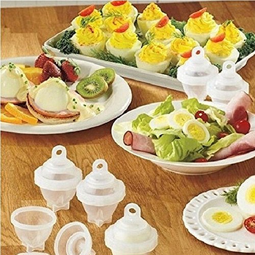 Juego De 6 Cocedores De Huevos Sin Cáscara De Silicona + 1 Separador De Yemas - Cocina Huevos Fáciles, Sin Pelar, Apto Para Microondas Y Hervir