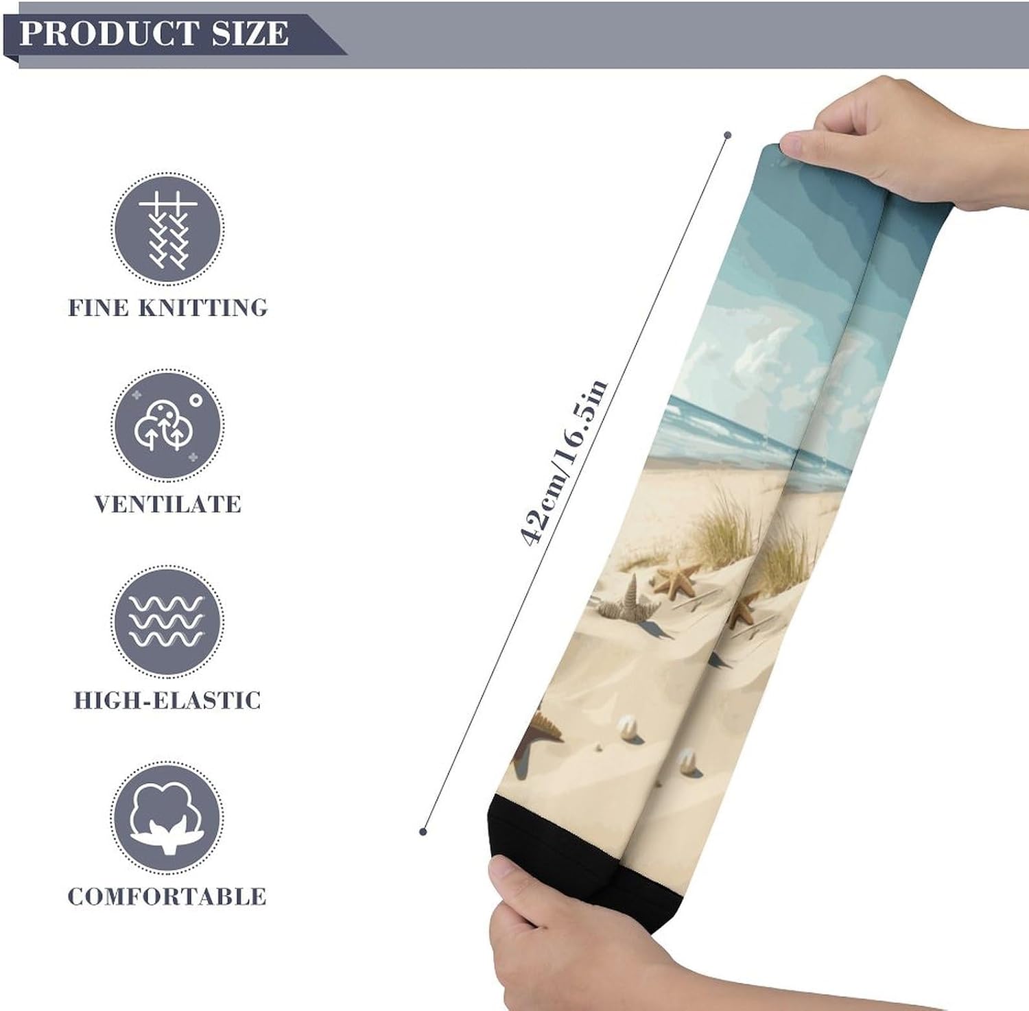 Beach Seaside Compression Socks for Women Men Comfort Over The Calf Socks Moisture Wicking Breathable Athletic Sock