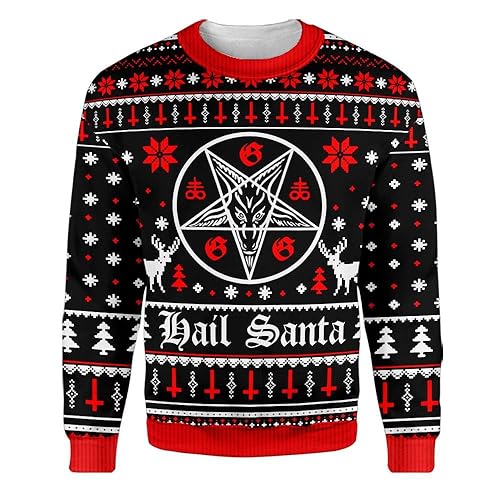 Woman Yelling at Table Dinner Funny Sweatshirt Fake Ugly Christmas Cat Meme T-Shirt Gift for Men Women - X-Large - Hail Santa