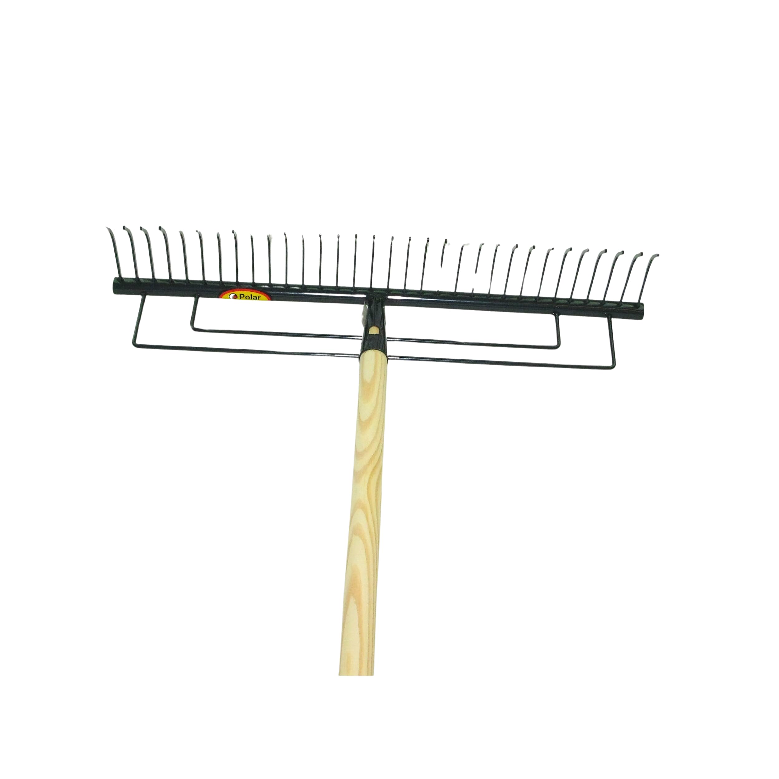 Polar Rasenrechen 100 cm 56 Zinken Rasen Harke Heu rechen Laubrechen mit Stiel
