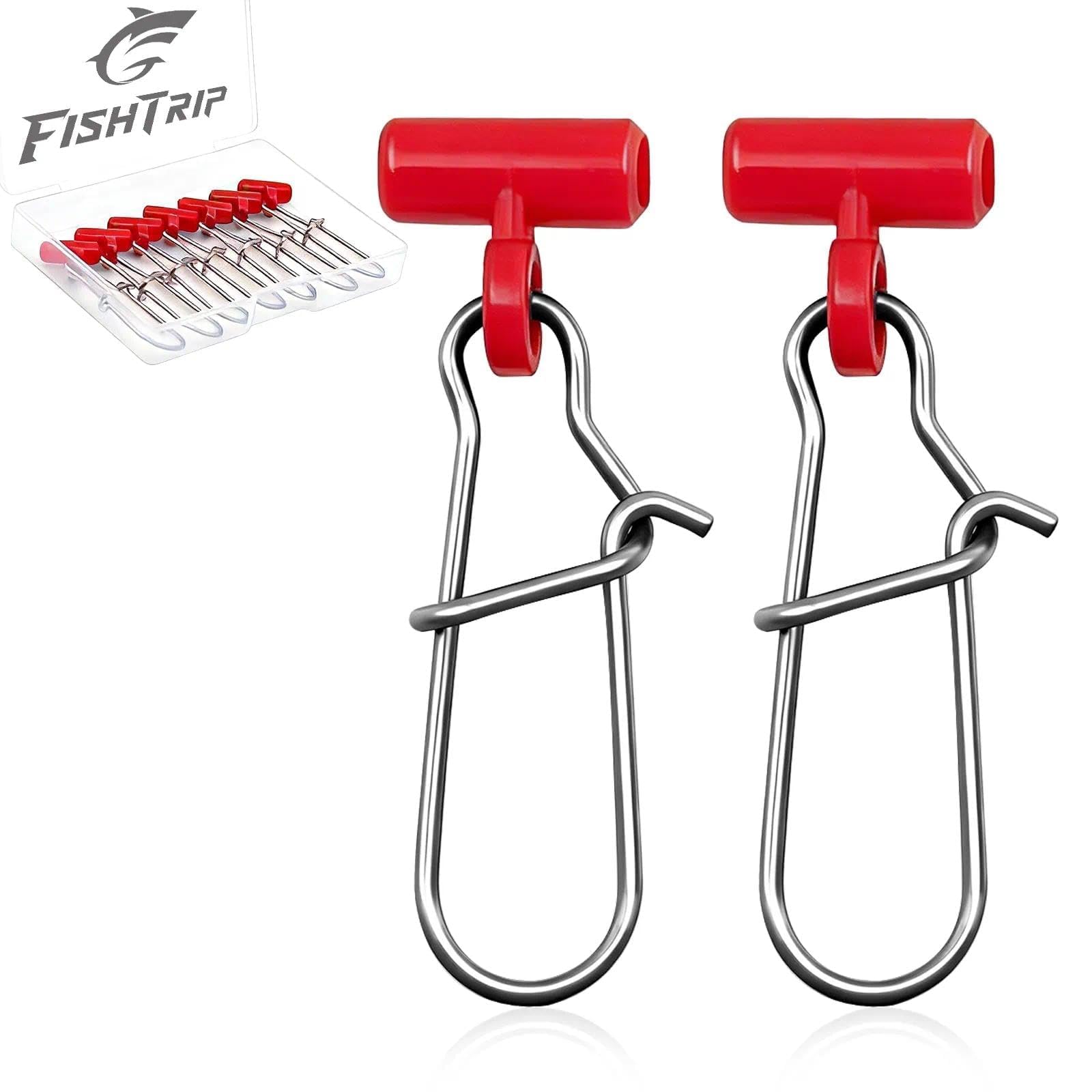 FishTrip Sinker Slides for Fishing Rigs - 25/50/100pcs Duo Lock Snaps for Fishing Line Heavy Duty Weights Sinkers Saltwater Connector Accessories (Red Duo-Lock Snap, S#_25pcs)