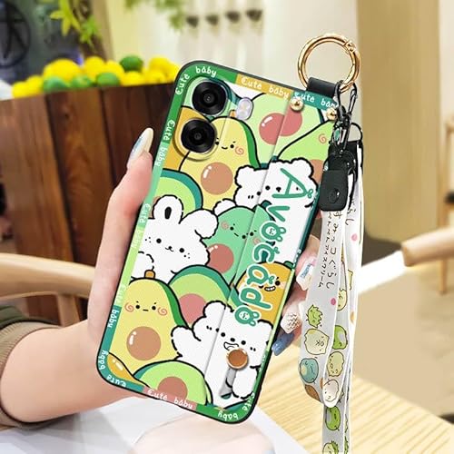 Phone Case Compatible with OPPO A6 4G Global, Wristband Waterproof Dirt-resistant Cute Anti-dust Wrist Strap Shockproof Cartoon 