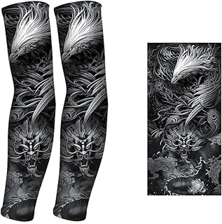 Mangas de Tatuagem Temporária, 1 par de Mangas de Tatuagem Temporárias Mangas de Braço de Proteção Solar Sem Costura Manga de Braço de Proteção Solar para Ciclismo Ao Ar Livre e