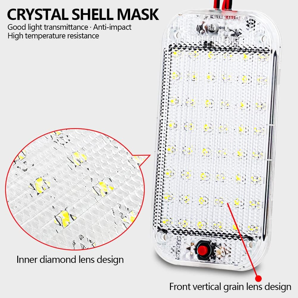 LED Interior Roof Lights, 10W 48LEDs Universal Car Ceiling Roof Light, Reading Lighting Lamp With ON/OFF Switch for DC12V-85V Car Campervan Motorhome Truck Lorry Boat (4 Pcs)