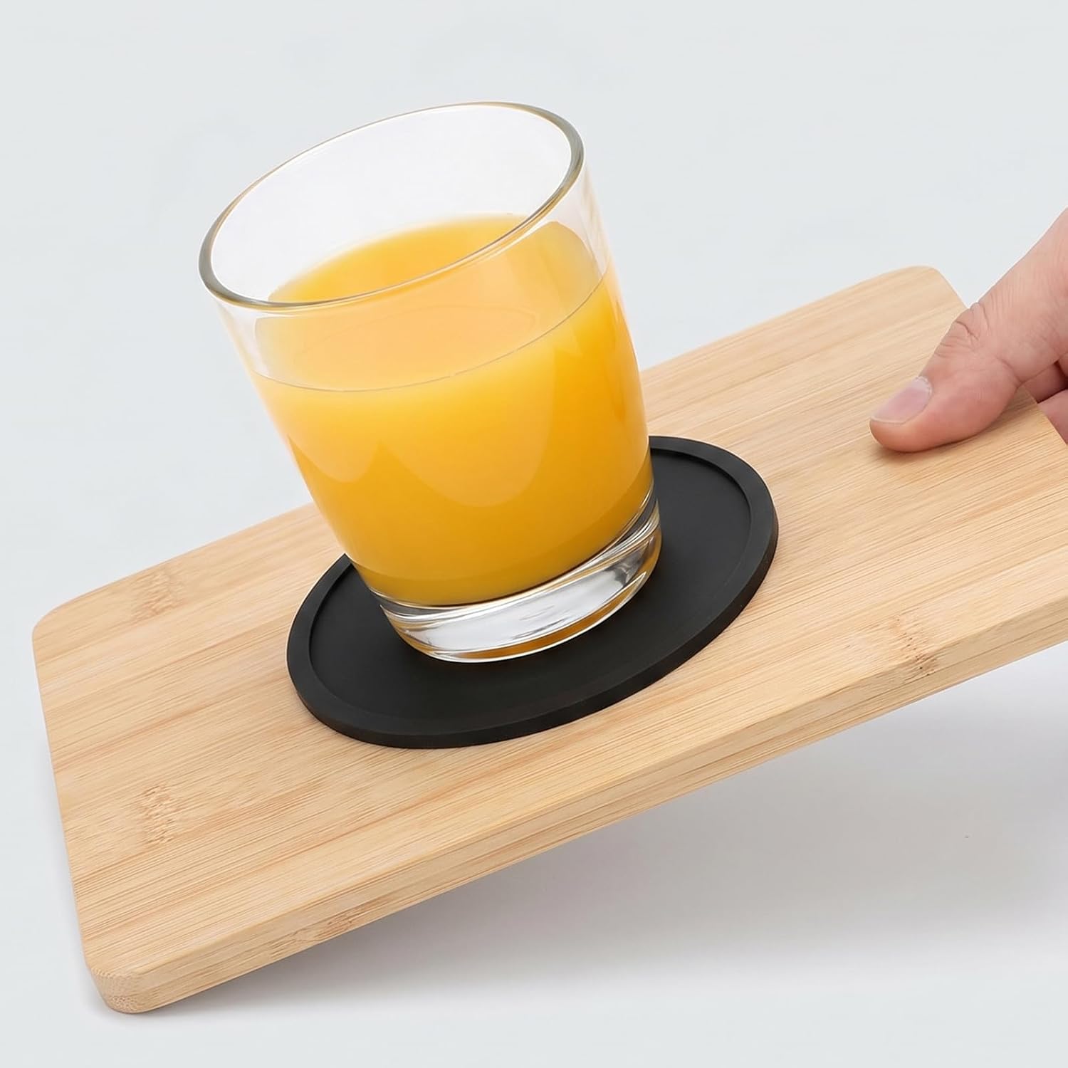 cobee Black Coasters Set of 4, Round Silicone Coasters with Grooved