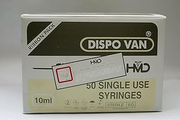 Dispovan Syringes with Needle, Single Use, 10ml, Pack of 50 Pieces