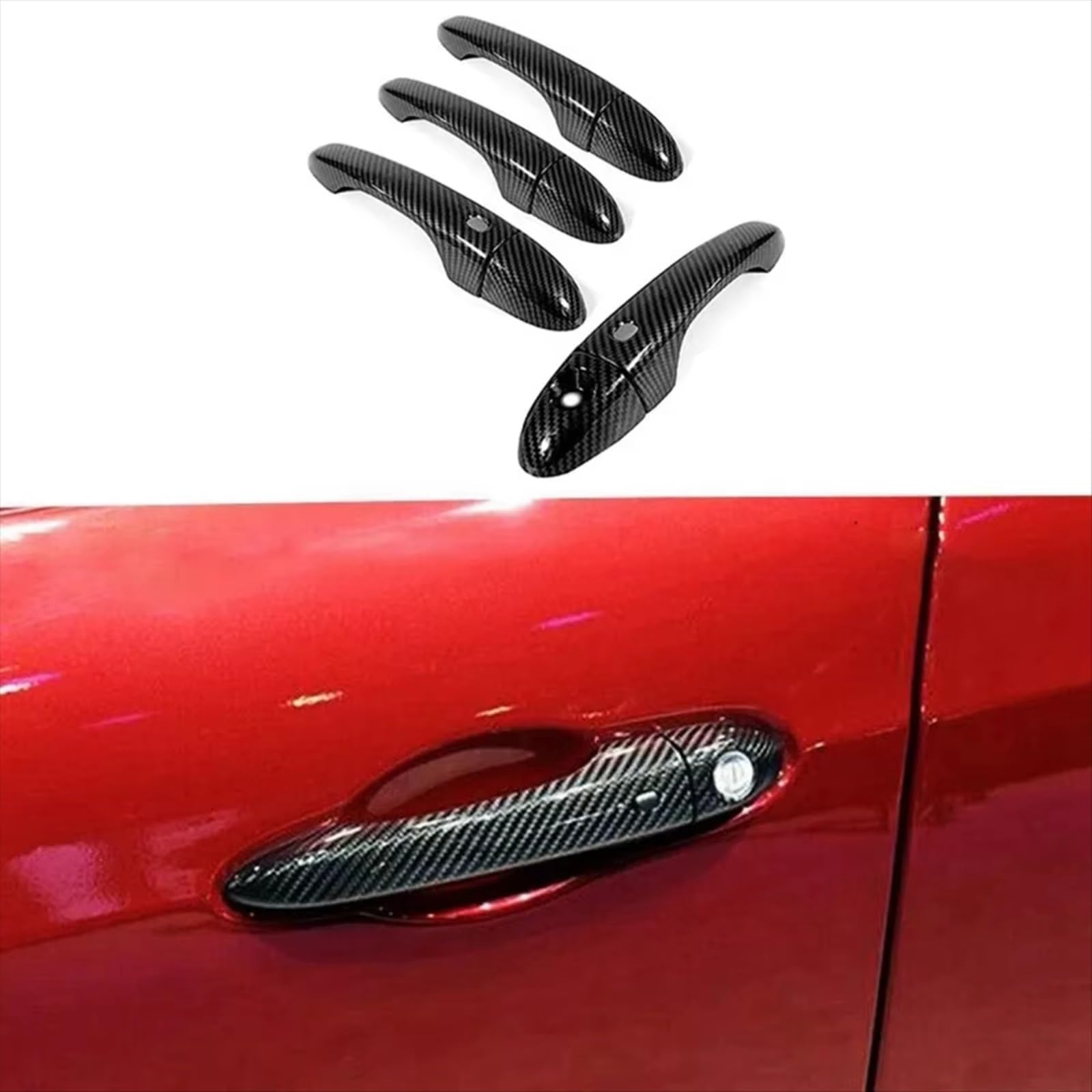 Außentürgriff Auto Kompatibel Mit Maserati Für Ghibli Für Trofeo 1 Set Kohlefaser-Türgriff-Abdeckungs-Ordnung Für Smart-Türgriff-Autozubehör