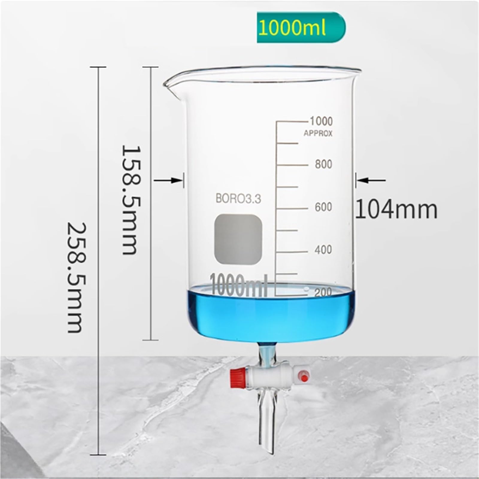 Vaso de precipitados de vidrio transparente de tipo bajo de borosilicato alto(500ml)