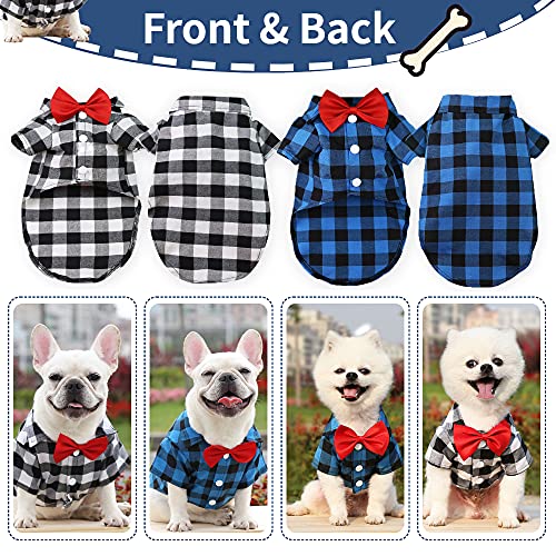 Fall Plaid Dog Shirt, Birthday Dog Outfits Puppy Clothes With Bow Tie For Small Dog Boy Male Pet Clothes Outfits 3 Pack (X-Small) #TOP3