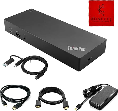 Koncept Lenovo 40AF0135US ThinkPad Hybrid USB-C con USB-A, paquete de estación de acoplamiento Lenovo con adaptador de CA de 135 W, cable HDMI y