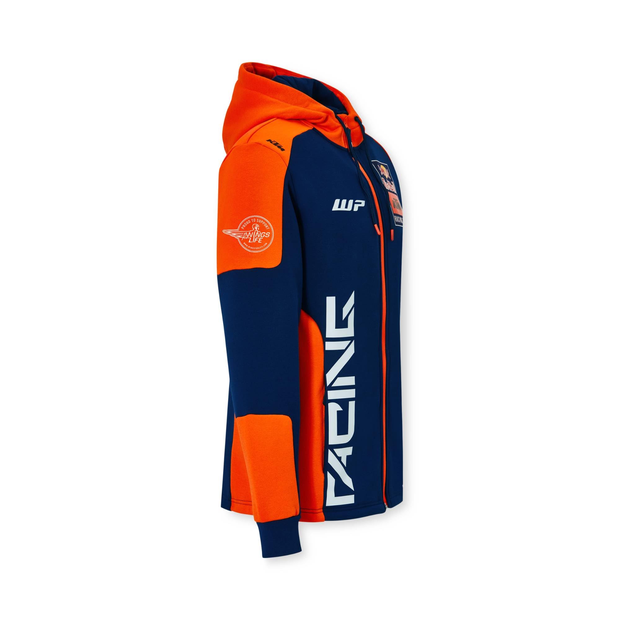 Red Bull - Sudadera con Cremallera del Equipo Replica KTM - Merchandising Oficial, Estampado Dinámico de Carreras, Hombres - Talla S - Azul/Naranja
