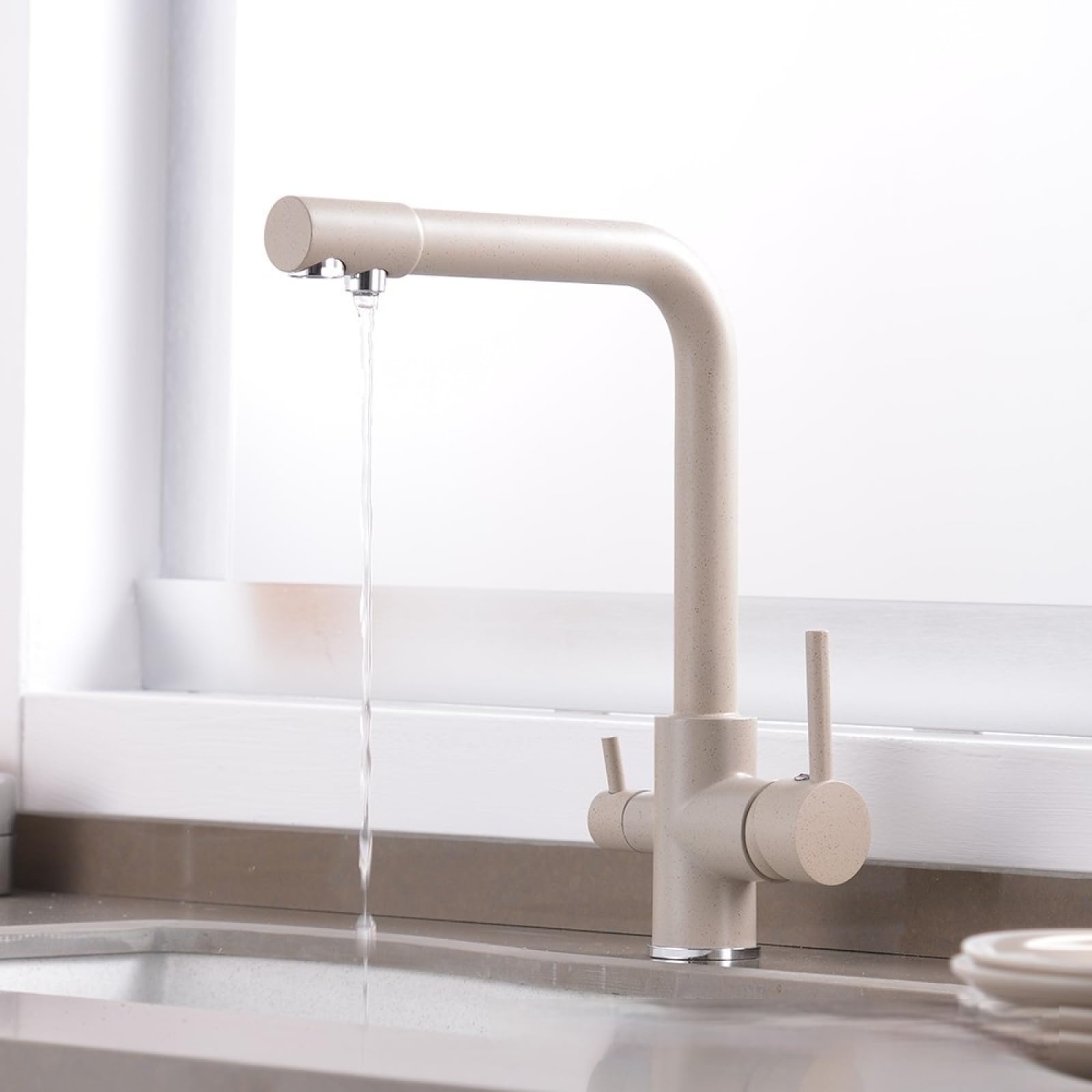 Kitchen Hot and Cold Water Purification Rotating Faucet, Beige