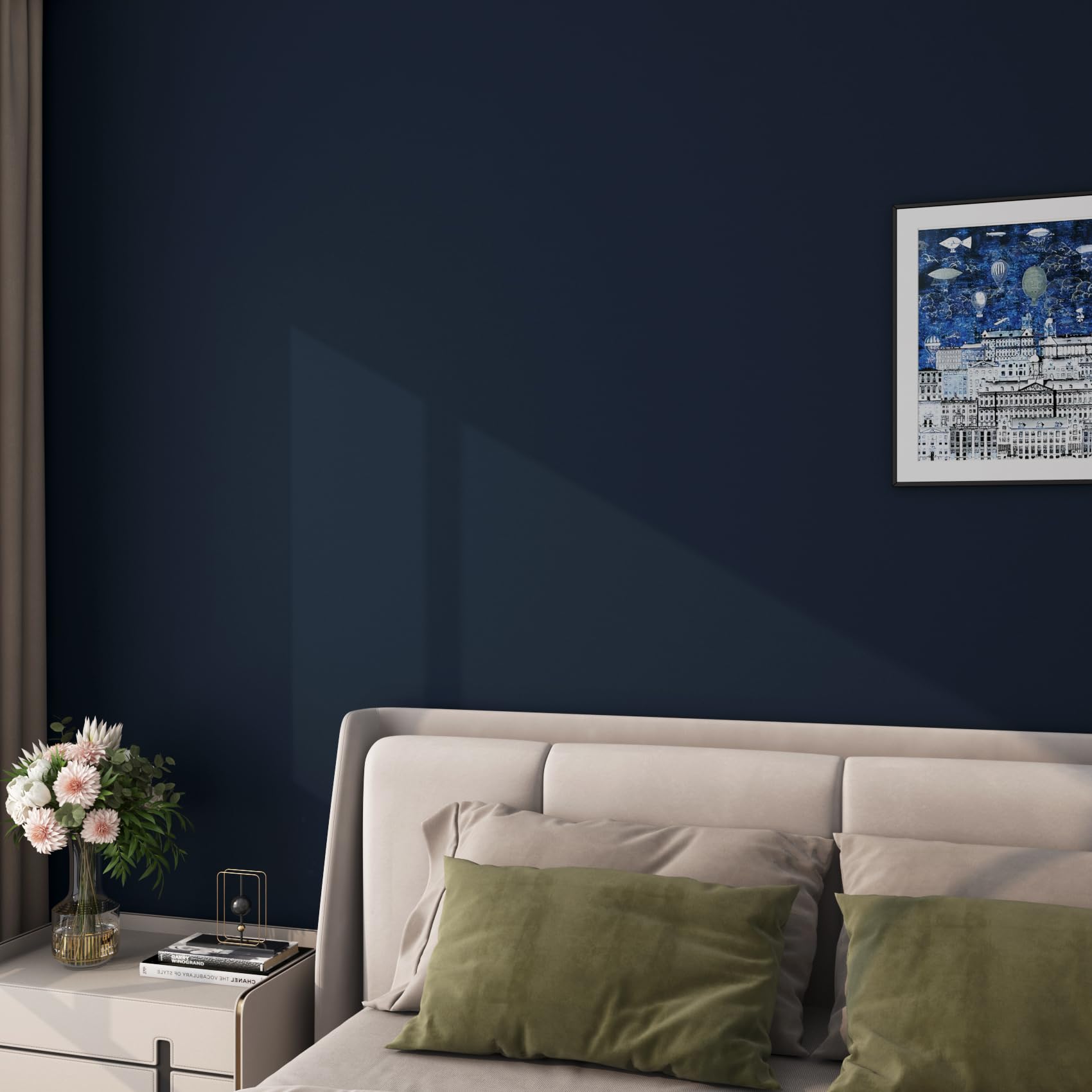 FunStick 40CMx6M Navy Blue Wallpaper for Living Room Peel and Stick Wallpaper Blue Bedroom Wallpaper Waterproof Kitchen Sticky Back Plastic for Walls Shelves Dark Blue Vinyl Wrap for Kitchen Cupboards - Image 4