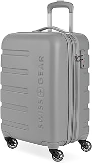 SWISSGEAR Signature Hardside Expandable Carry-On Spinner Luggage, ABS Construction, TSA-Friendly Lock, and Built-In Cupholder, Grey, 19-Inch