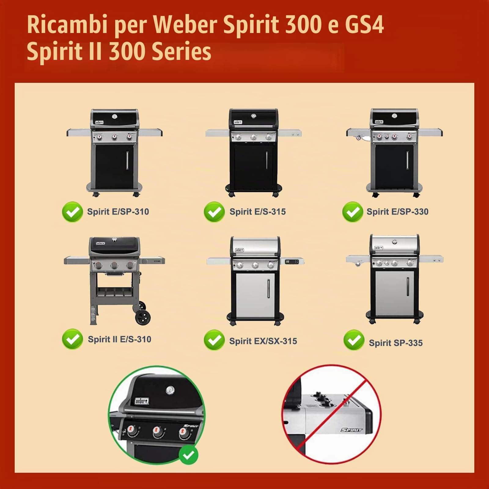 Denmay 7638 - Piastra in ghisa da 44,5 x 30 cm per Weber I & II Spirit E/S 310, 320, 330, Spirit E-310 Classic, Spirit 700, piastra per barbecue SmokeFire EX4 e EX6