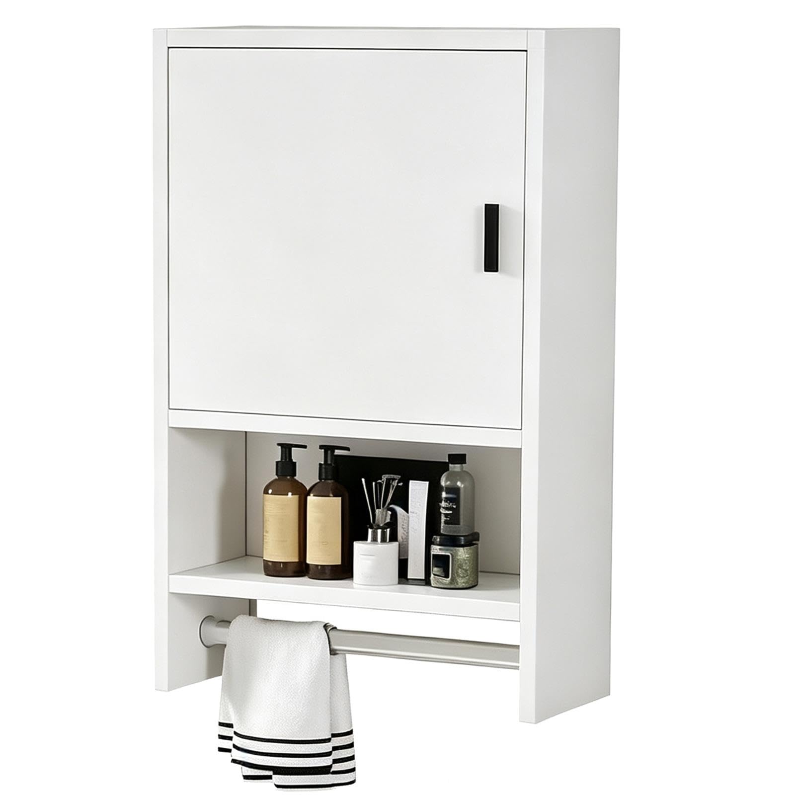 Pensile Bagno Sospeso con Portasciugamani, Mobiletto Bagno Sospeso