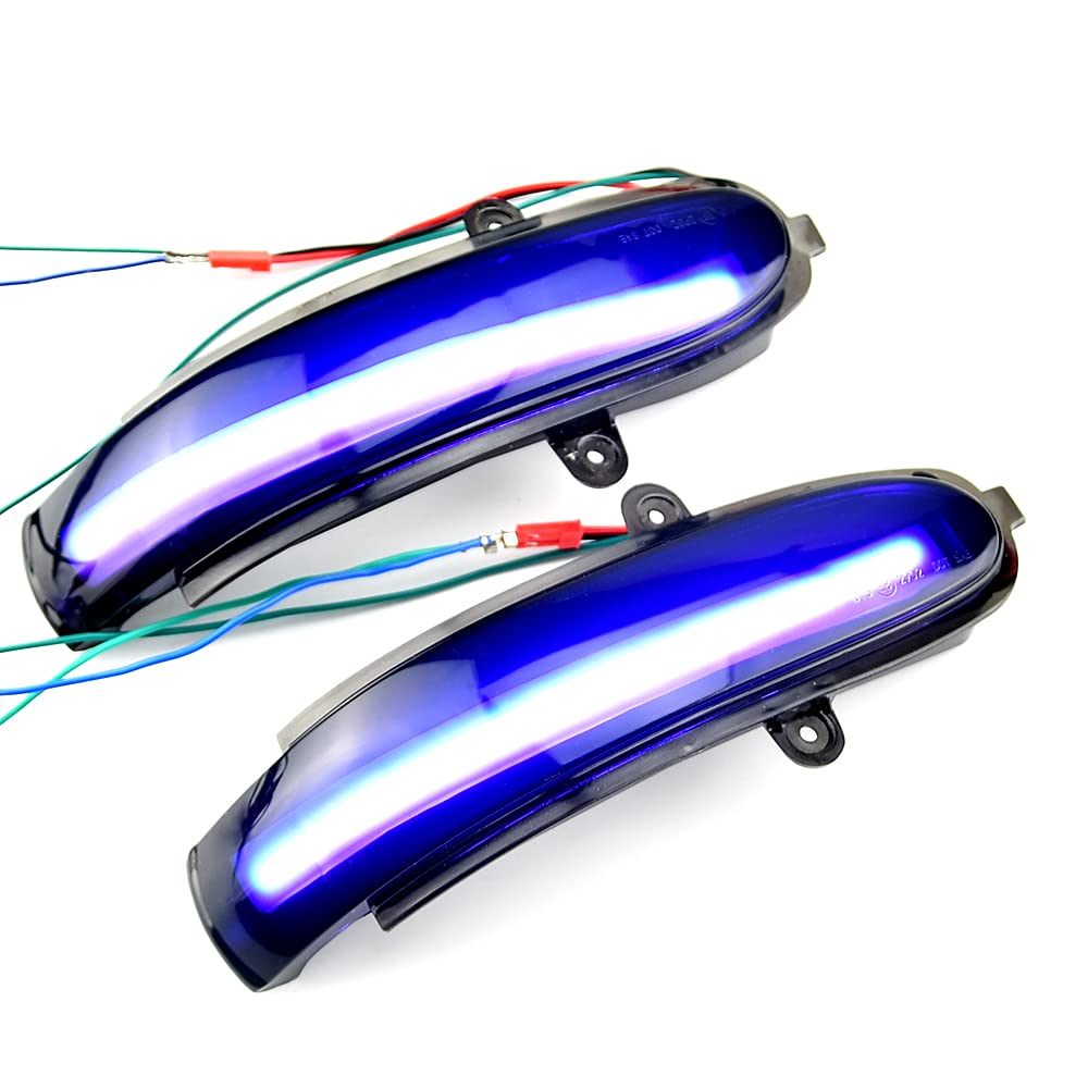 QKLsudua 2pcs Dynamic Sequential Blink Compatible with B-enz C Class W203 S203 CL203 LED Side Mirror Turn Signal Light Assembly-Blue+Yellow