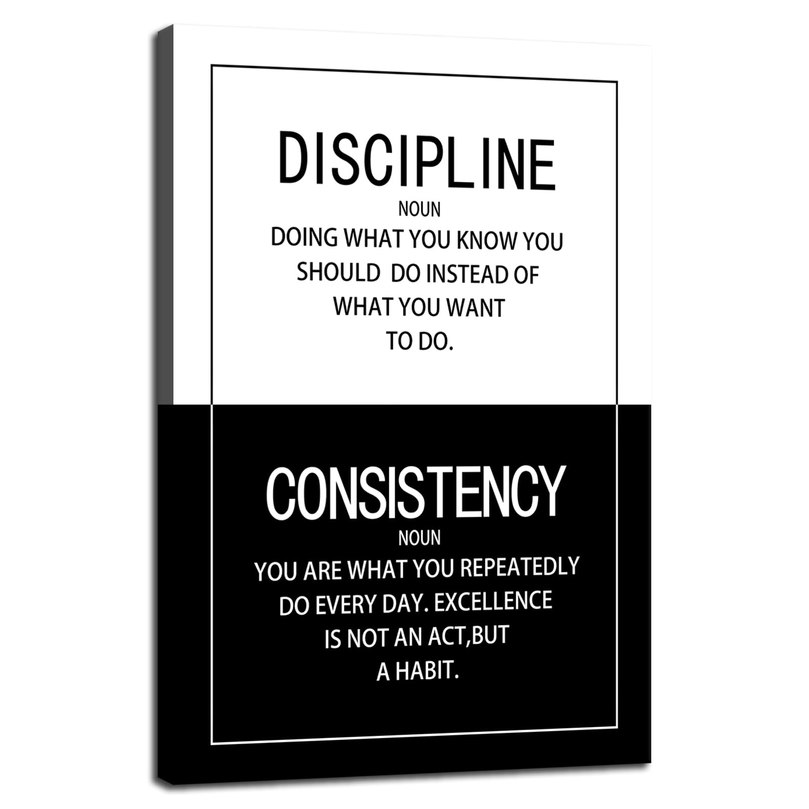 Motivational Office Wall Decor Inspirational Canvas Wall Art Discipline Consistency Noun Posters Prints Success Entrepreneur Quote Wall Picture Paintings Artwork Home Bedroom Framed<12 x 18 inch> — image 1