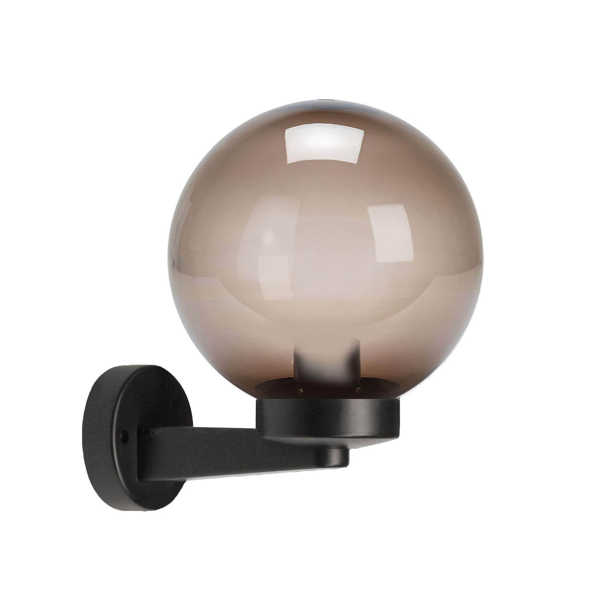 Velamp Outdoor wall Light with PMMA Sphere, 200mm, E27 Socket, LED Compatible, IP44 Waterproof, for Gardens, Parks, condominiums, terraces, Smoked