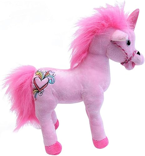 Peluche mágico de unicornio rosa para niñas, 11 pulgadas