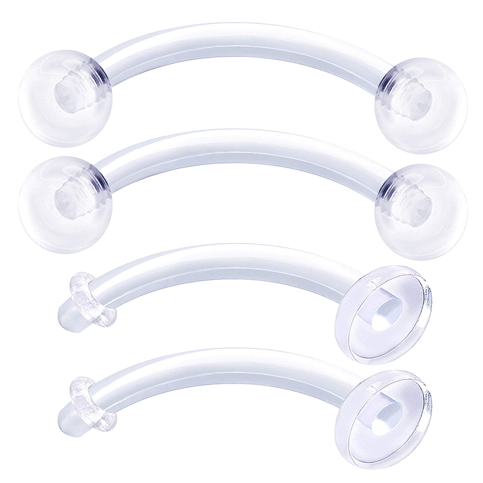MATIGA4Pcs Retainer Flexible Clear 16g Banana Barbell Piercing Jewelry Rook Cartilage Tragus Eyebrow 3mm Acrylic Ball More Choices
