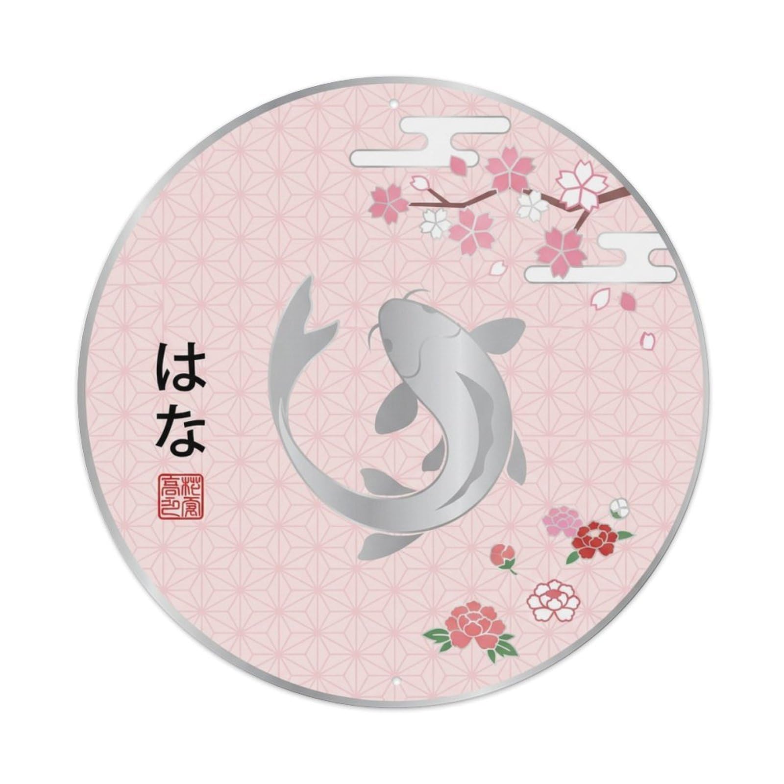 Japanese Koi Fish Cherry Harmony Metal Tin Sign