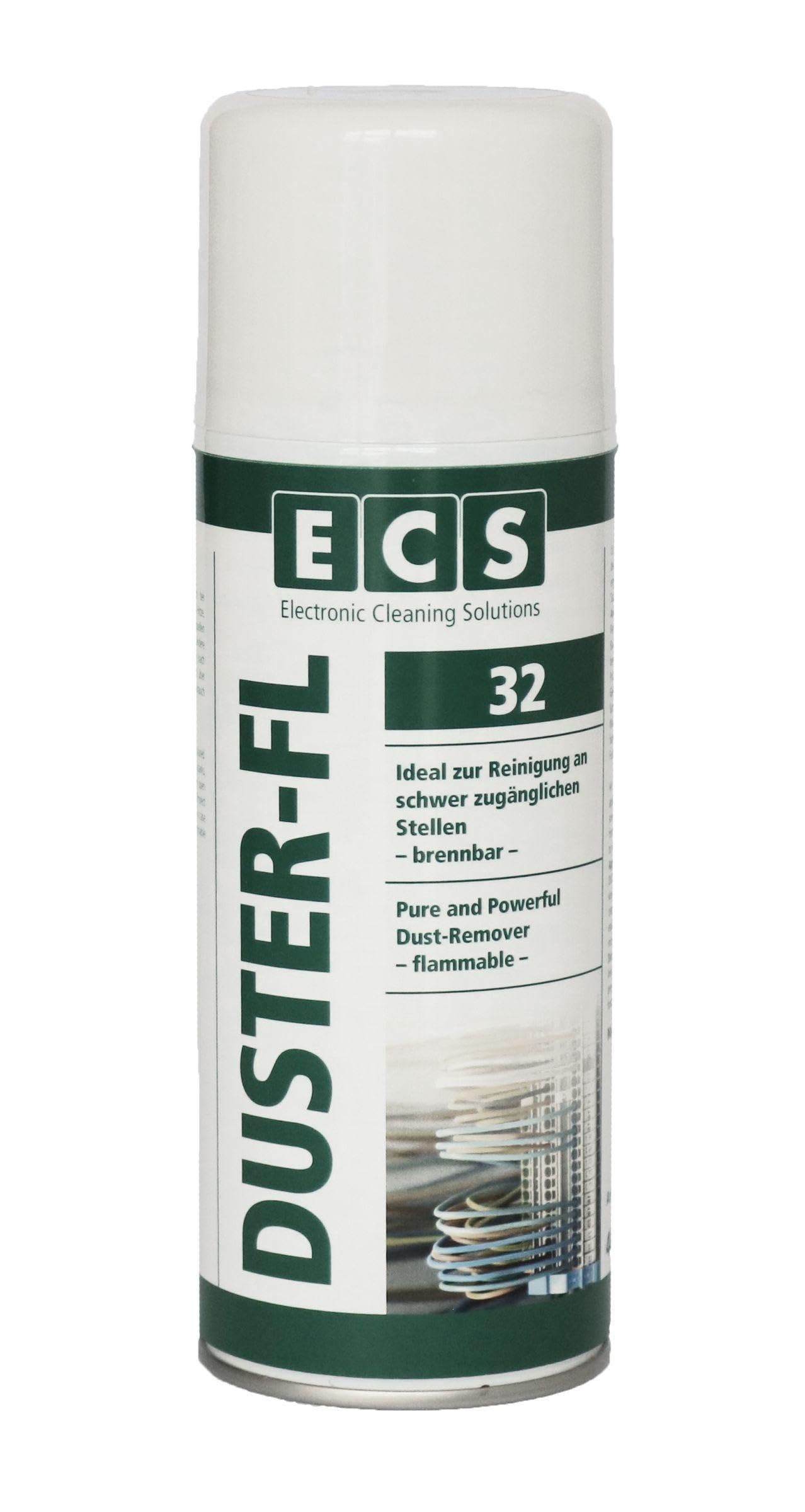 ECS Cleaning Solutions Duster-FL Druckluftspray/Druckluftreiniger mit 100 mm Sprühverlängerung – Air Duster Druckluft aus der Dose 400 ml