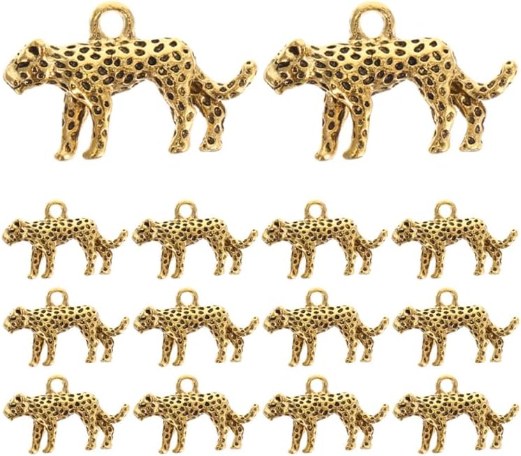 Diy Leopard Pendant Charms Animal Necklace Keychain Jewelry Making Supplies Unique Metal Leopard Charms for Bracelets Crafts Accessories
