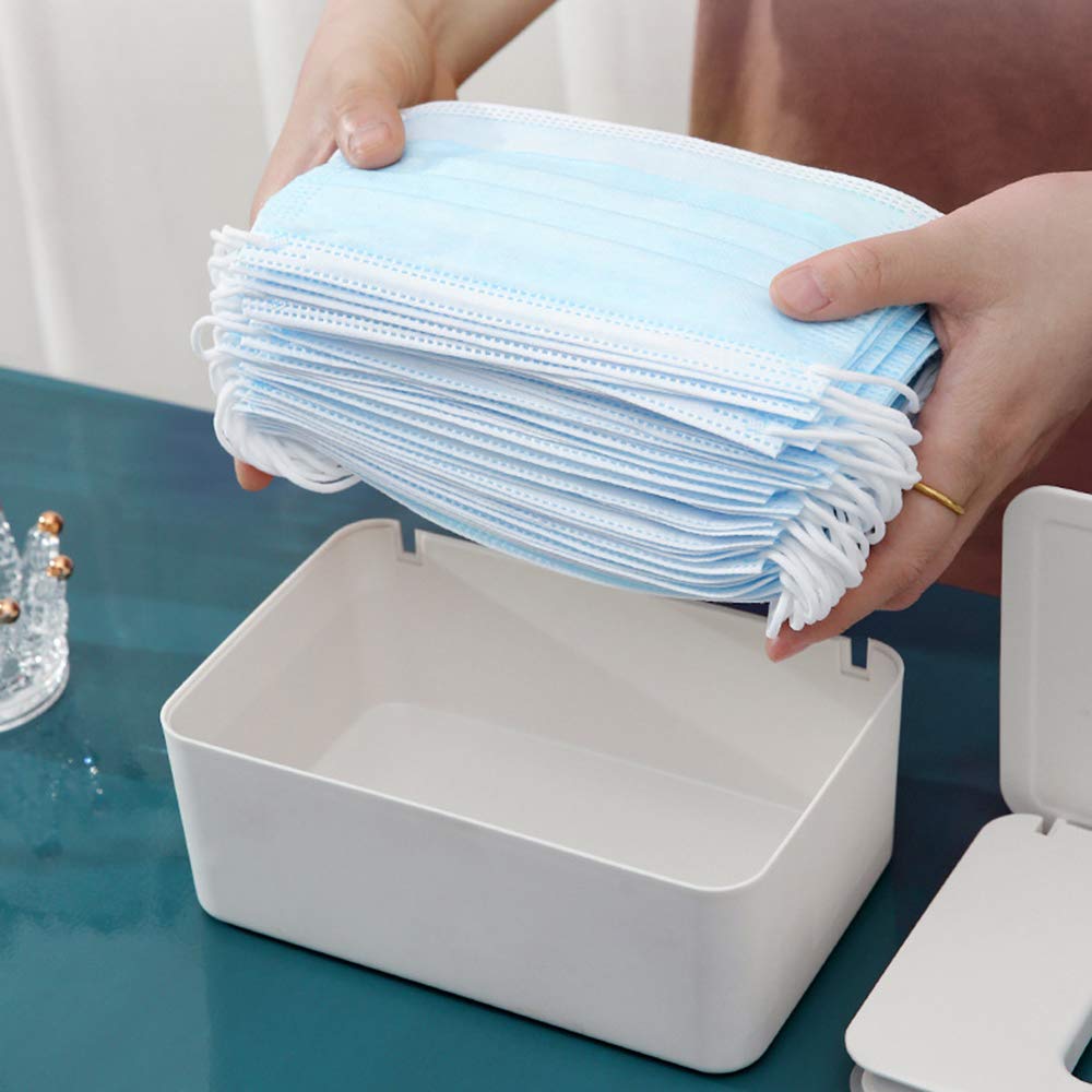 Storage Box Dust-Proof Flip Cover Box Wet Tissue Case with Lid Portable for Home Work Outdoor(Black) -Layfoo 2