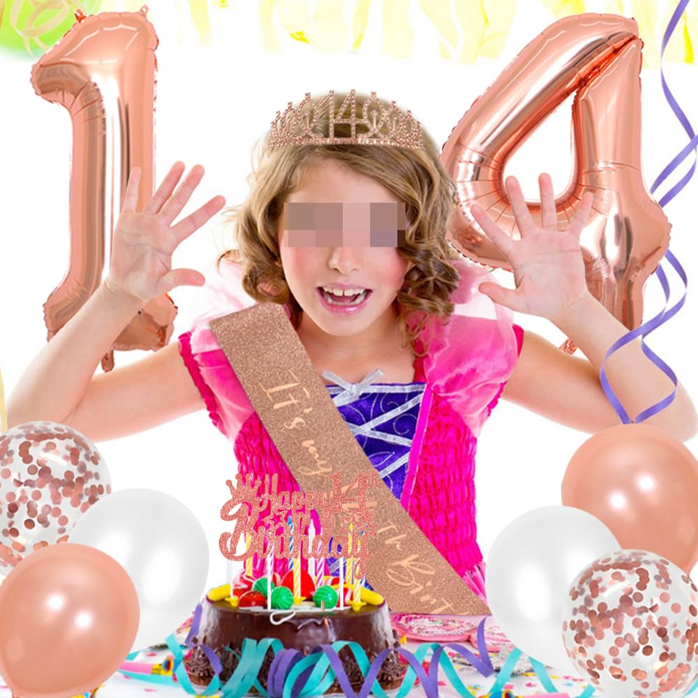Décoration D'Anniversaire Pour Fille 14 Ans, Couronne Et Écharpe