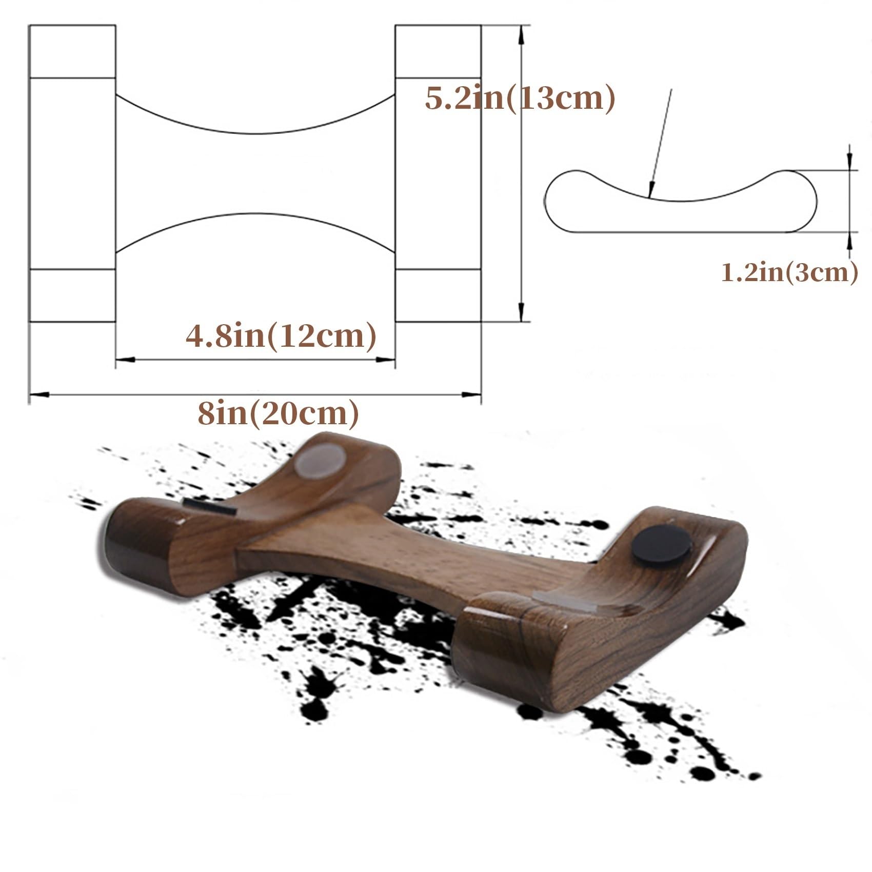 FORRTY Supporto per Manubri in Legno di Noce Contenitore per Manubri Rastrelliera Manubri 2 Confezioni Supporto per Manubri Set di Manubri Vassoio per Manubri 20X13X3cm