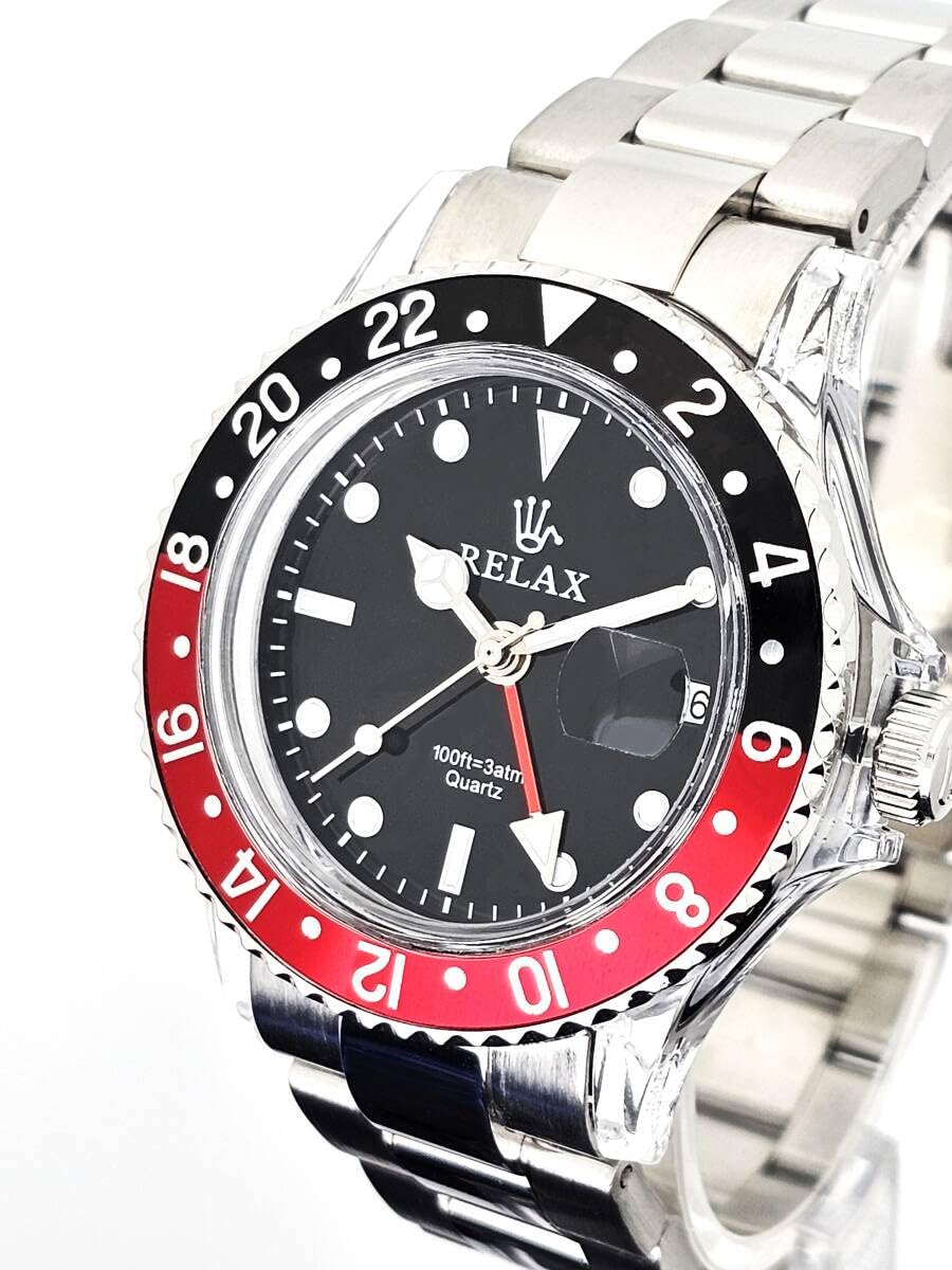 Amazon.co.jp: RELAX リラックス 王冠ロゴ GMT12-S カスタム腕時計 GMT