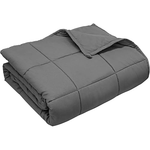 Weighted Blanket for Adults (10 lbs, 48" × 72", Grey) Twin Size Heavy Blanket for 90-110lbs, Breathable Weighted Throw Blanket with Glass Beads for All Season, Washable