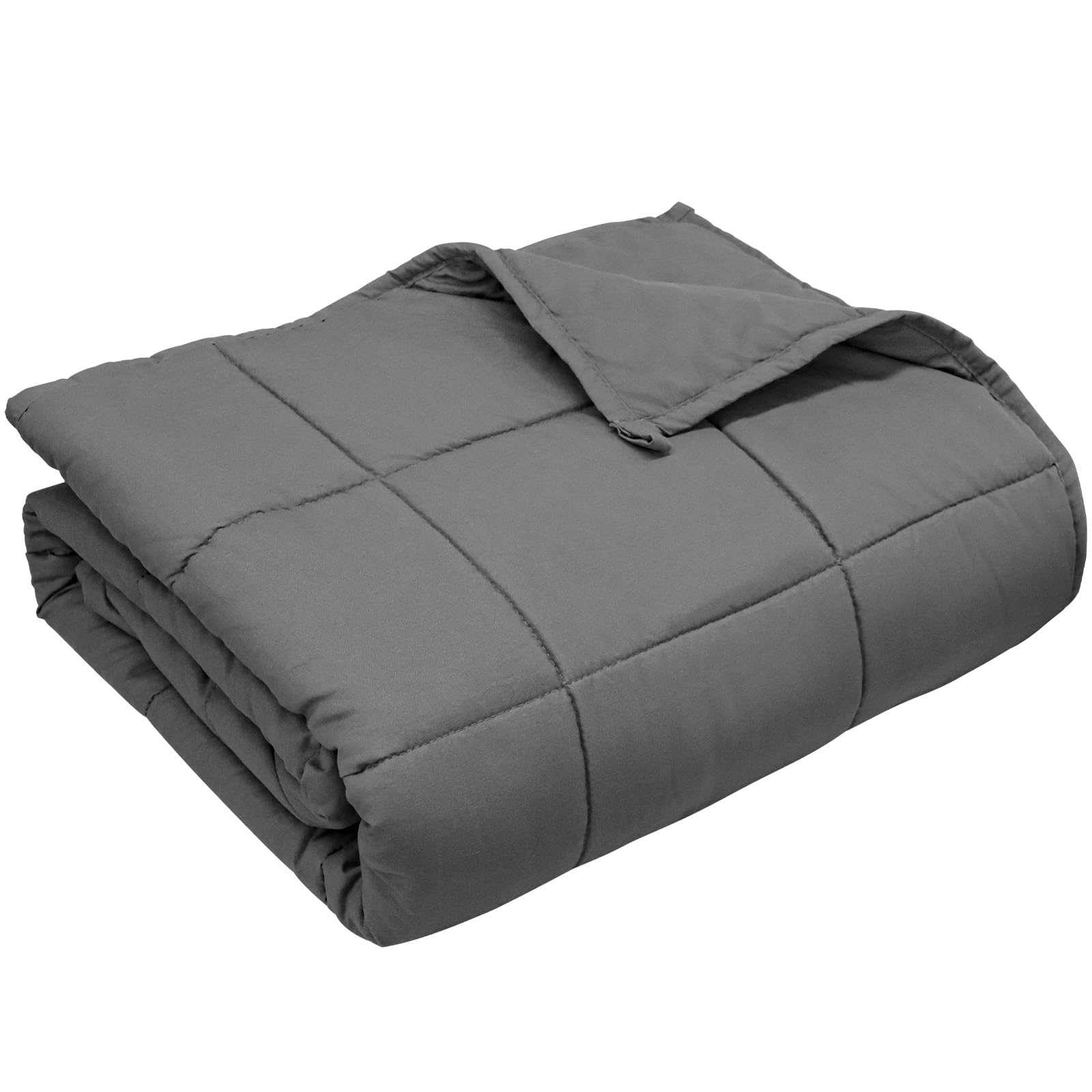 Weighted Blanket for Adults (10 lbs, 48" × 72", Grey) Twin Full Size Heavy Blanket for 90-110lbs, Breathable Weighted Throw Blanket with Glass Beads for All Season, Washable