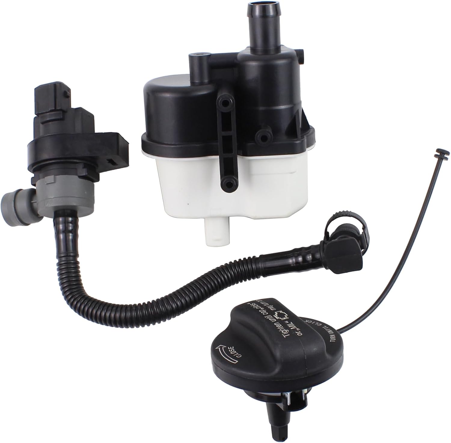 MOTOKU Fuel Vapor Leak Detection Pump Vapor Canister Vent Valve Solenoid w/Pipe and Gas Cap Set for BMW 128i 328i 328xi 528i xDrive 530xi 530i X5