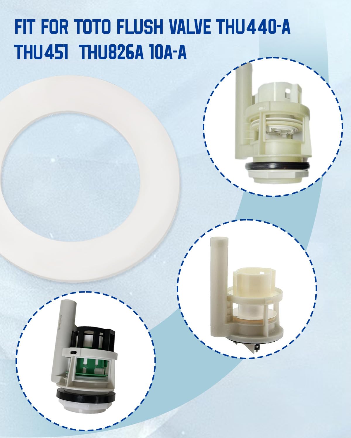 4 PCS THU407 Toilet Flush Valve Silicone Seal Fit for Toto THU440-A THU451 THU826–A 10A-A THU407, 81mm OD / 54mm ID, Silicone Seal Gasket