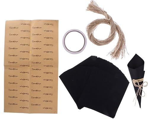 Miniatura 4 de Yalulu 50 piezas de recuerdos de boda marrónnegro, cajas de conos de papel kraft para caramelos, soporte para flores de helado, decoración de mesa