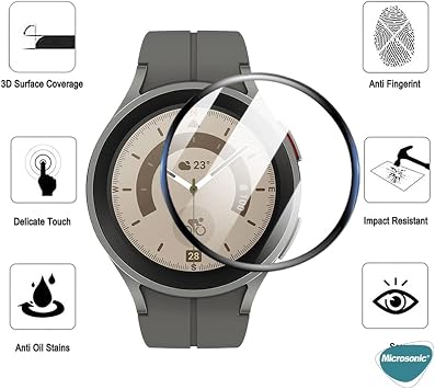 Microsonic Samsung Galaxy Watch 5 Pro 45mm Tam Kaplayan Nano Cam Ekran Koruyucu Siyah [Galaxy Watch 5 Pro 45mm ile Uyumlu Ekran Koruyucu - Siyah]