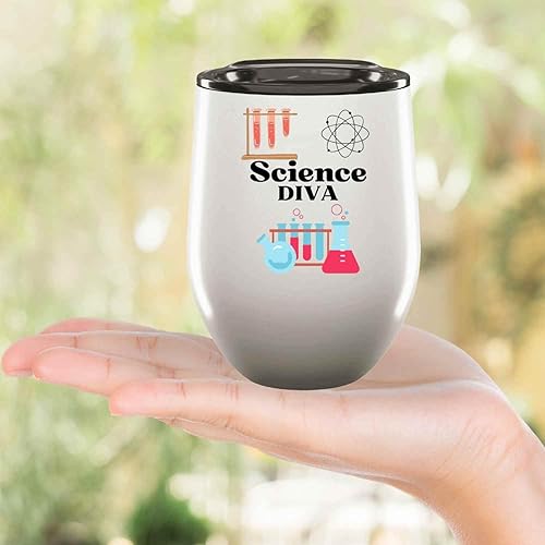 Miniatura 5 de Inspirational Gift Stem-themed Graduation Gift For Female Scientists, For Daughter's Doctoral Push - Science Diva Thesis Quote On 12oz Wine Tumbler