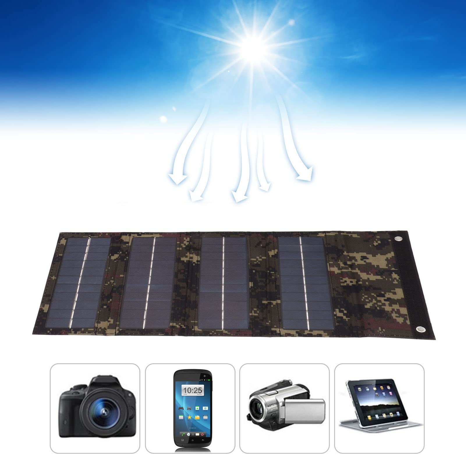 VGEBY Chargeur Solaire, Chargeur USB Portable Monocristallin avec Puissance 40 W pour Le Camping et la Randonnée, Alimentation d'urgence (Colorful)