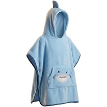 The Big Softy Hooded Towel Poncho for Kids Shark Swim Towel Beach or Pool, Soft Quick Dry Wearable Cover Up Boys, Girls, Toddler 3-10yr
