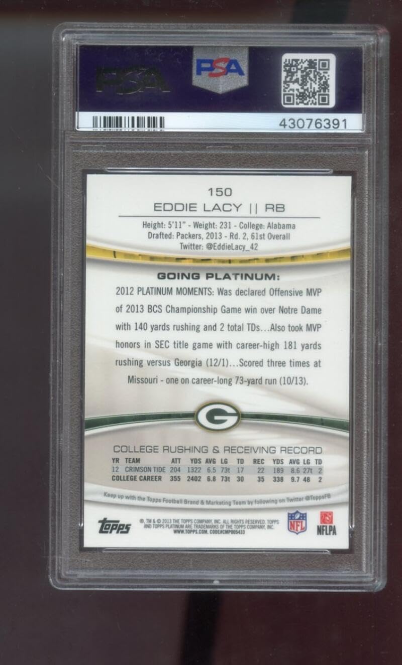 2013 Topps Platinum Xfractor #150 Eddie Lacy ROOKIE RC PSA 10 Graded Football Card NFL Green Bay Packers