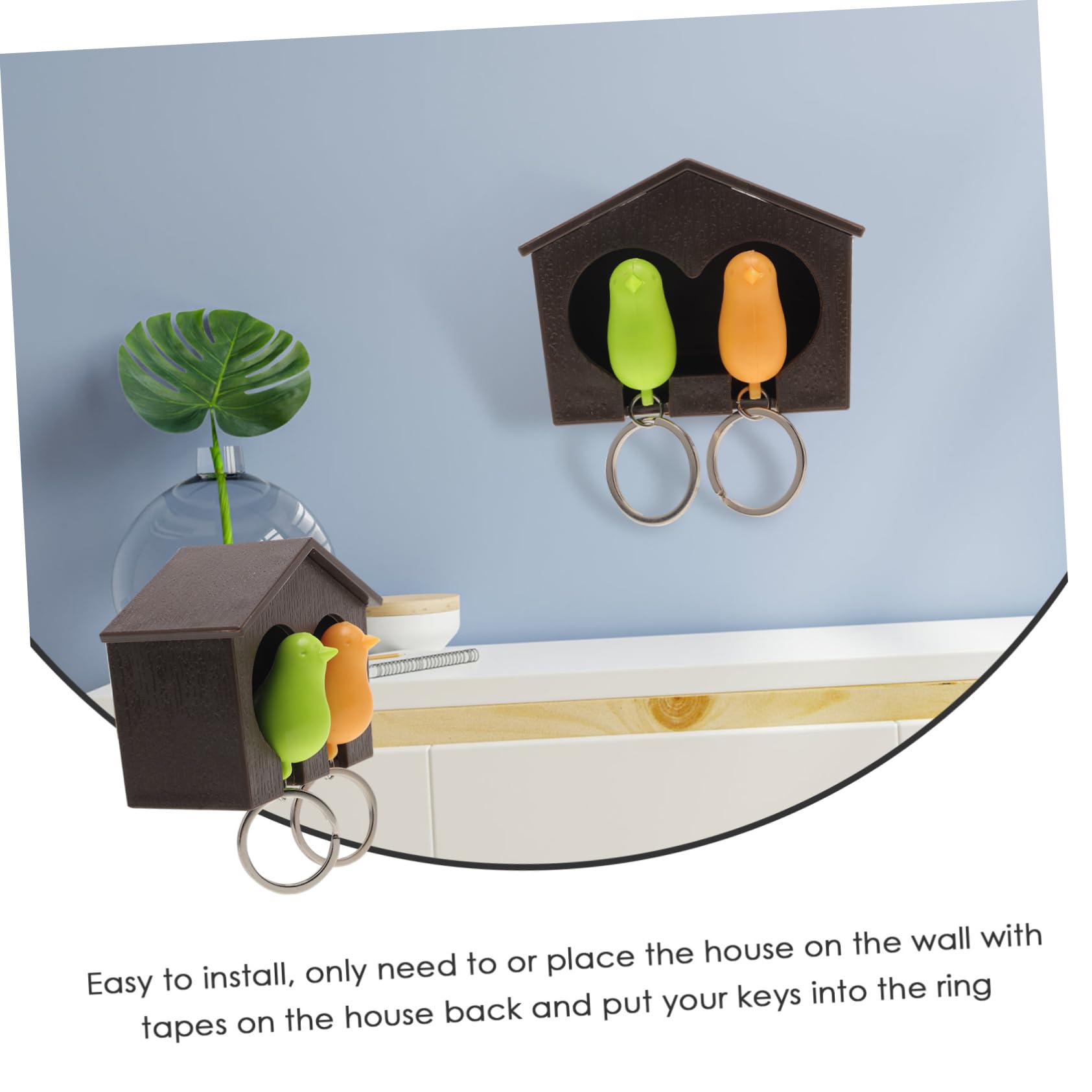 VOSAREA Vogelhaus Schlüsselanhänger - Mit Alarmpfeife Weiß/gelb