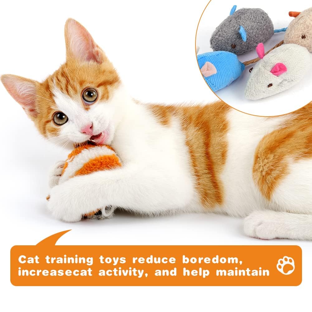 Adiwo Set di 9 Giocattolo per Topi per Gatti, Gatto Mouse Giocattoli, Topo di Peluche Giocattolo con Erba Gatta, Giocattolo di Erba Gatta Interattivo per Pulizia dei Denti, Coccolare e Giocare