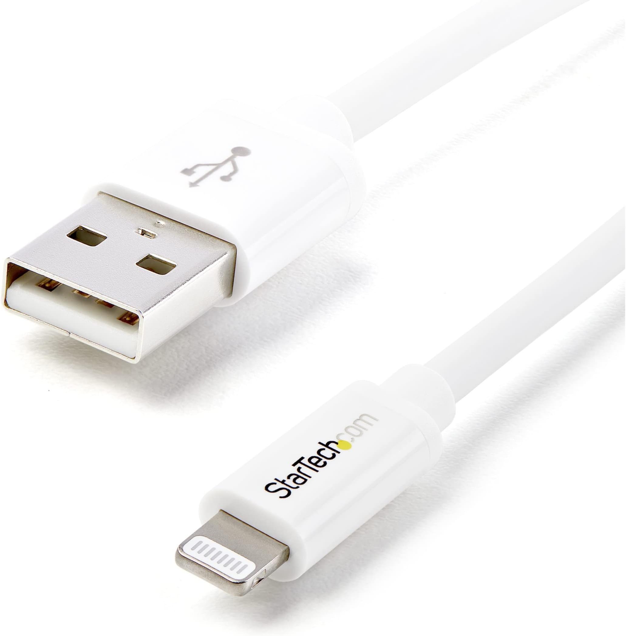 StarTech.com 2m (6ft) Long White Apple 8-pin Lightning Connector to USB Cable for iPhone / iPod / iPad - Charge and Sync Cable (USBLT2MW)