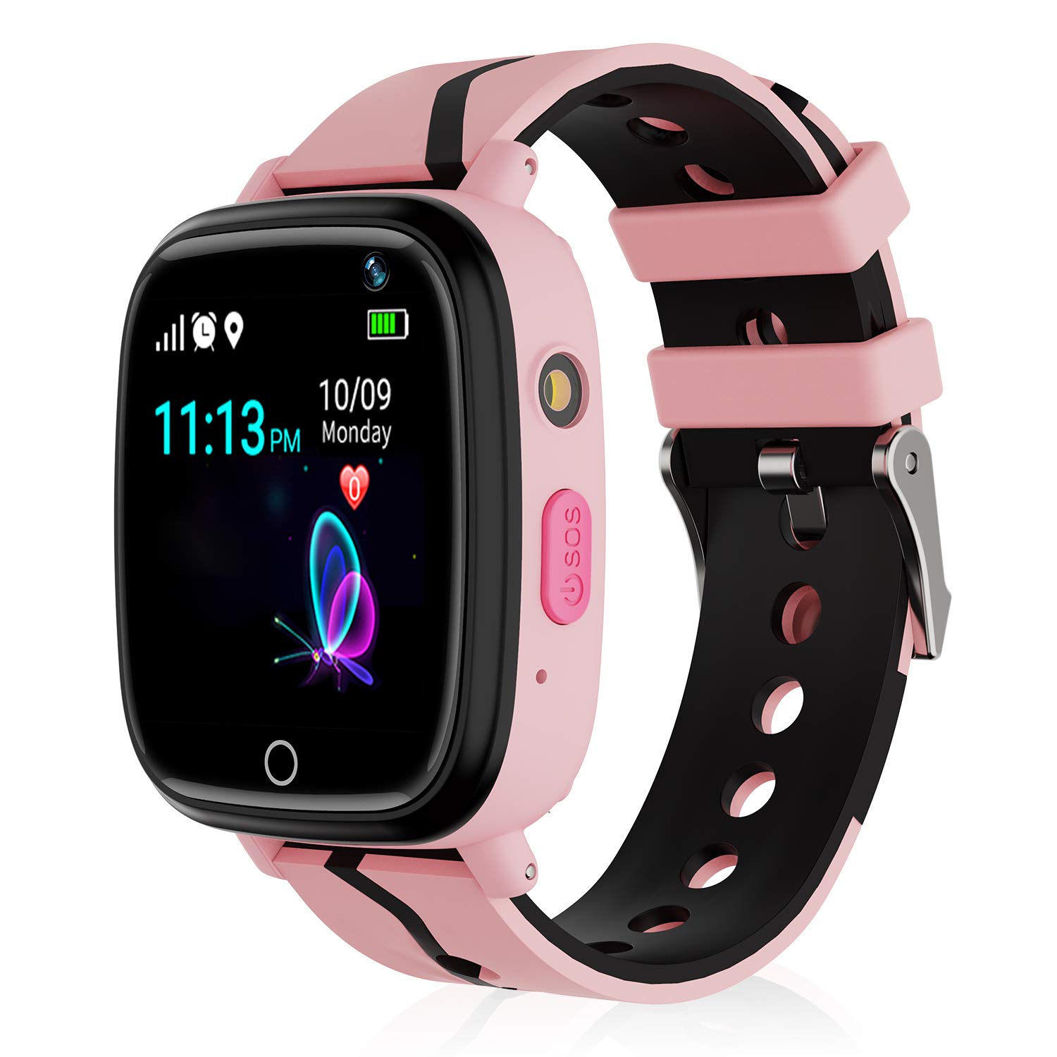 Kids Smart Watch,Children GPS Smartwatches with Call Voice Chat SOS Alarm Clock Camera Smart Watch for Children 4-12 Years Old Compatible with iOS / Android,Christmas Birthday Gifts for Kids (Pink)