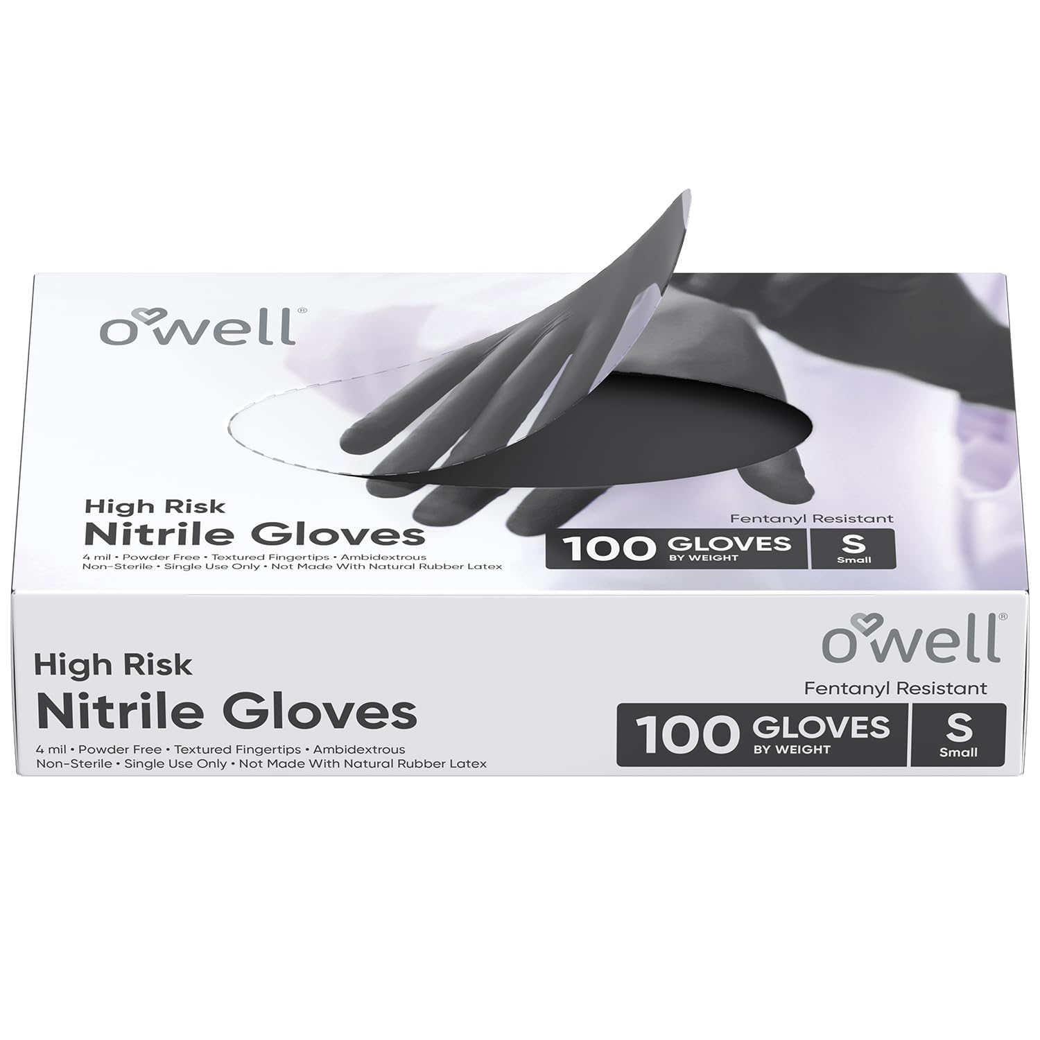 OWELLBlack Nitrile Gloves, 4 Mil Medical Exam Gloves, Black Nitrile Disposable Gloves For High Risk Environments